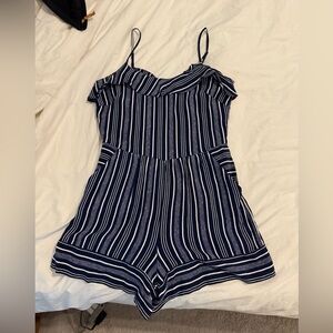 Navy striped romper